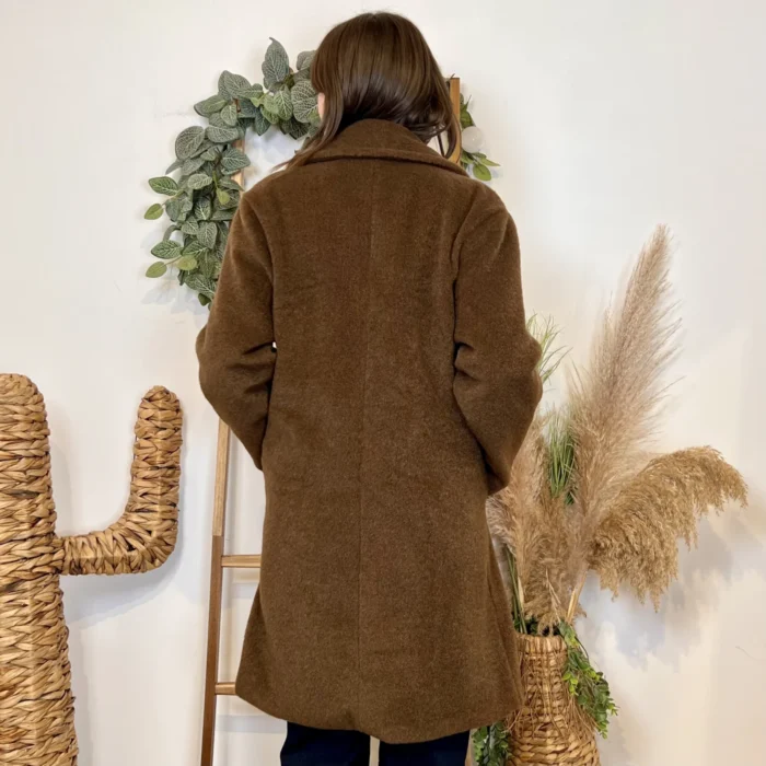 Manteau femme mi-long bouclette « Tendance » - marron - taille-unique
