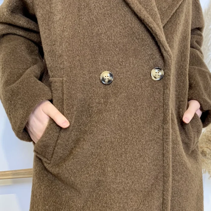 Manteau femme mi-long bouclette « Tendance » - marron - taille-unique