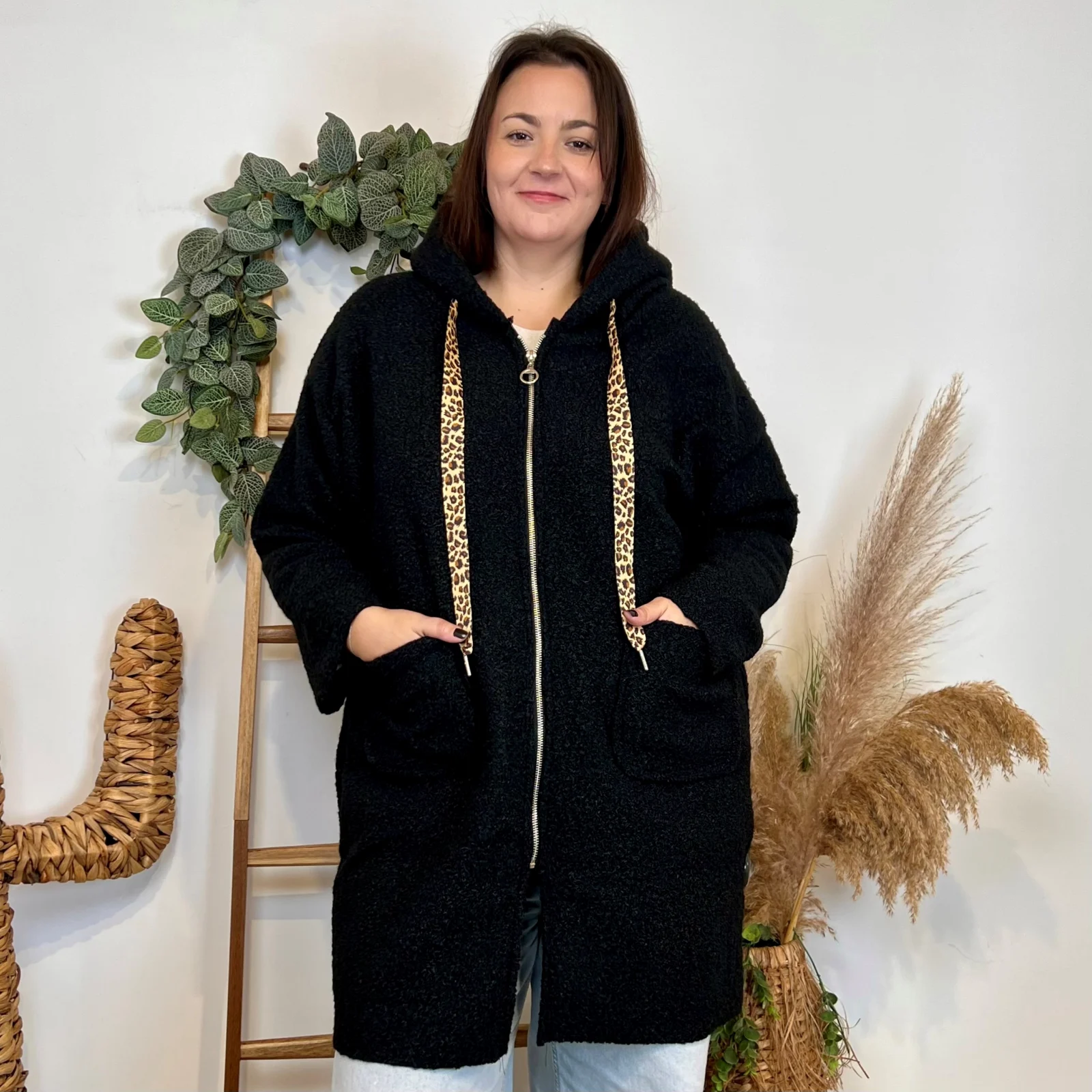 J962- Manteaux cordons Léopard