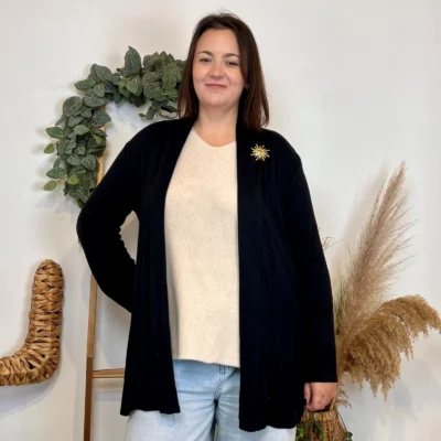 J966- Gilet Mi-Long (GT) - noir - taille-unique-grande-taille