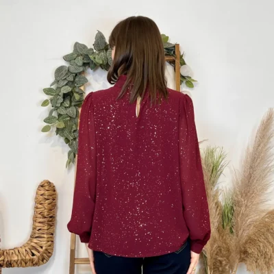 J960 - Blouse pailletée (TU) - bordeaux - taille-unique