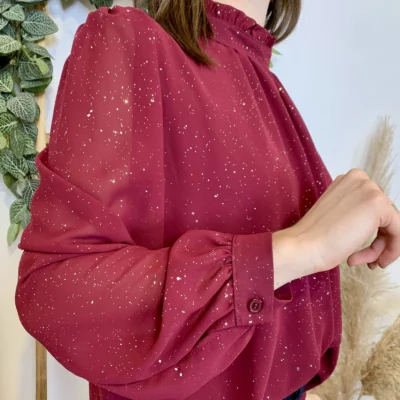 J960 - Blouse pailletée (TU) - bordeaux - taille-unique