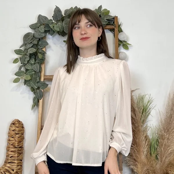 J960 - Blouse pailletée (TU) - ecru - taille-unique