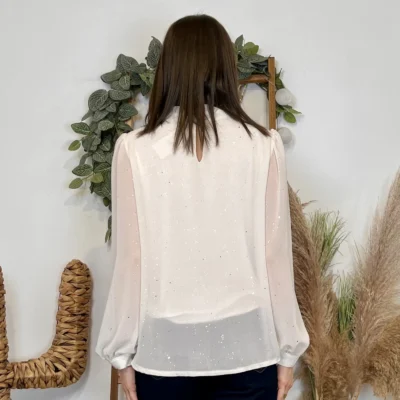 J960 - Blouse pailletée (TU) - ecru - taille-unique