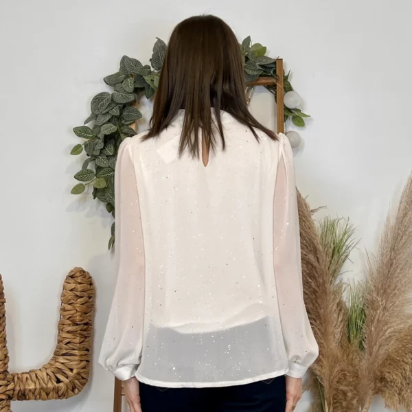 J960 - Blouse pailletée (TU) - ecru - taille-unique