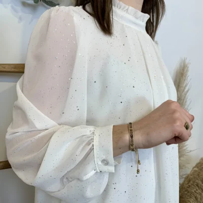 J960 - Blouse pailletée (TU) - ecru - taille-unique
