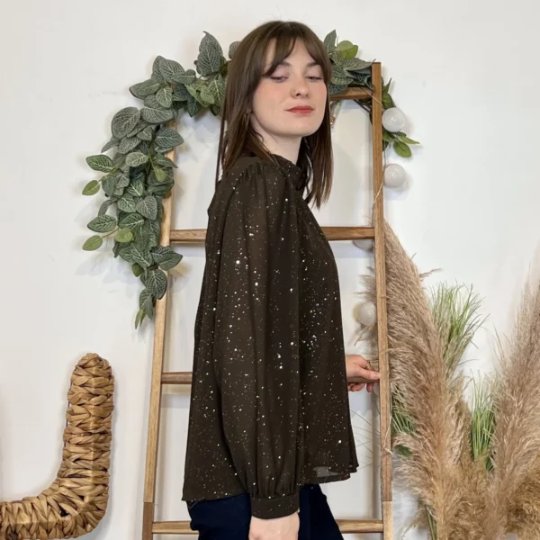 J960 - Blouse pailletée (TU) - marron - taille-unique