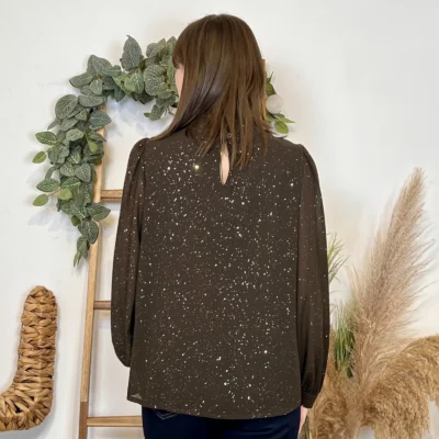 J960 - Blouse pailletée (TU) - marron - taille-unique