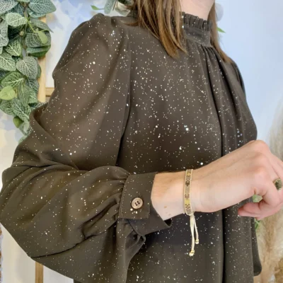 J960 - Blouse pailletée (TU) - marron - taille-unique