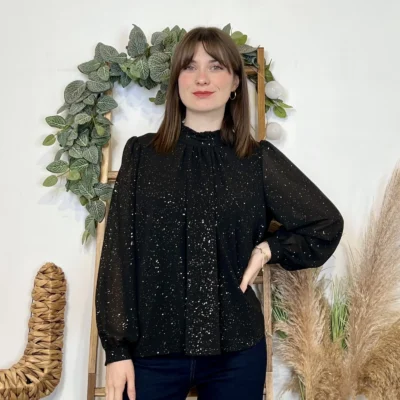 J960 - Blouse pailletée (TU) - noir - taille-unique