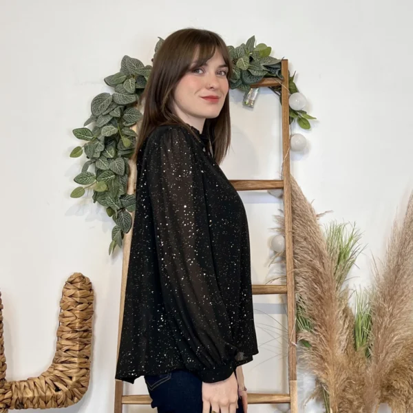 J960 - Blouse pailletée (TU) - noir - taille-unique