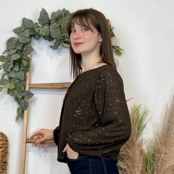 J965 - Blouse paillettée (TU) - marron - taille-unique