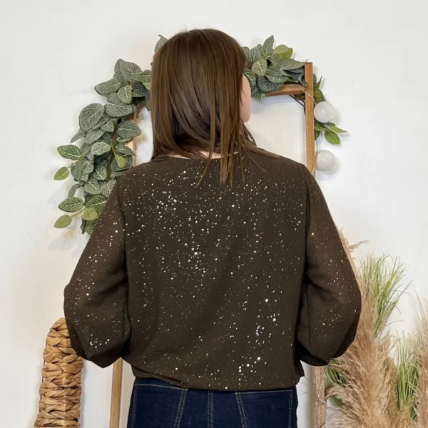 J965 - Blouse paillettée (TU) - marron - taille-unique