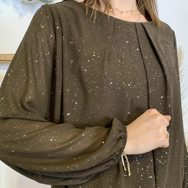 J965 - Blouse paillettée (TU) - marron - taille-unique