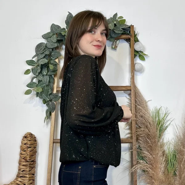 J965 - Blouse paillettée (TU) - noir - taille-unique