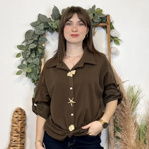 J955 - Chemise suédine à nouer - marron - taille-unique