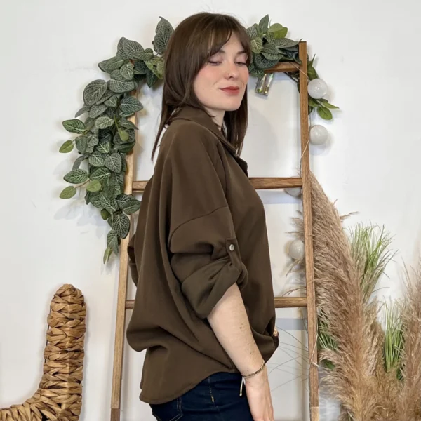 J955 - Chemise suédine à nouer - marron - taille-unique