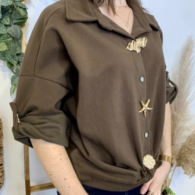 J955 - Chemise suédine à nouer - marron - taille-unique