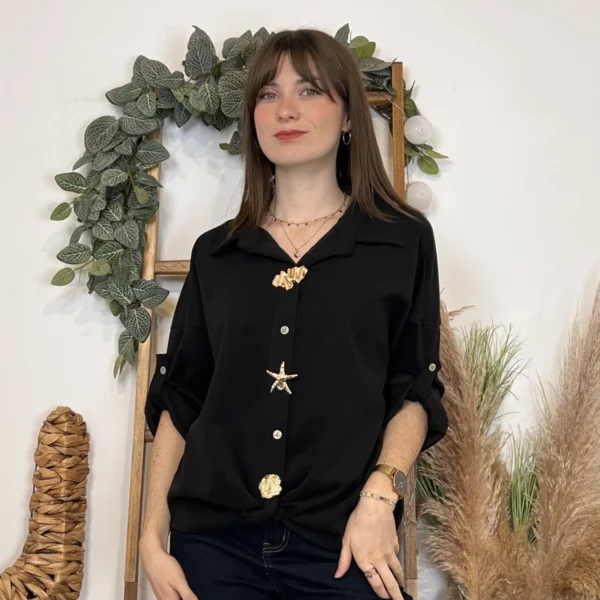 J955 - Chemise suédine à nouer - noir - taille-unique