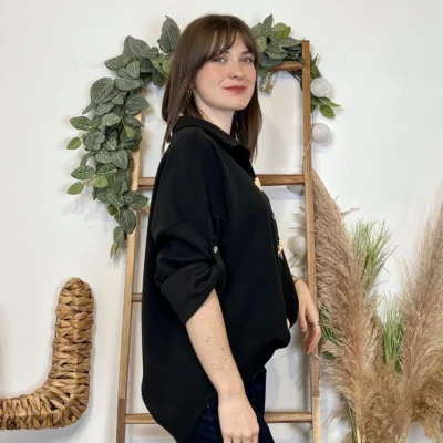 J955 - Chemise suédine à nouer - noir - taille-unique