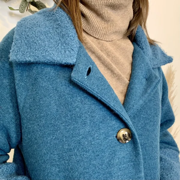 J946 - Manteau bouclettes (TU) - bleu-canard - taille-unique