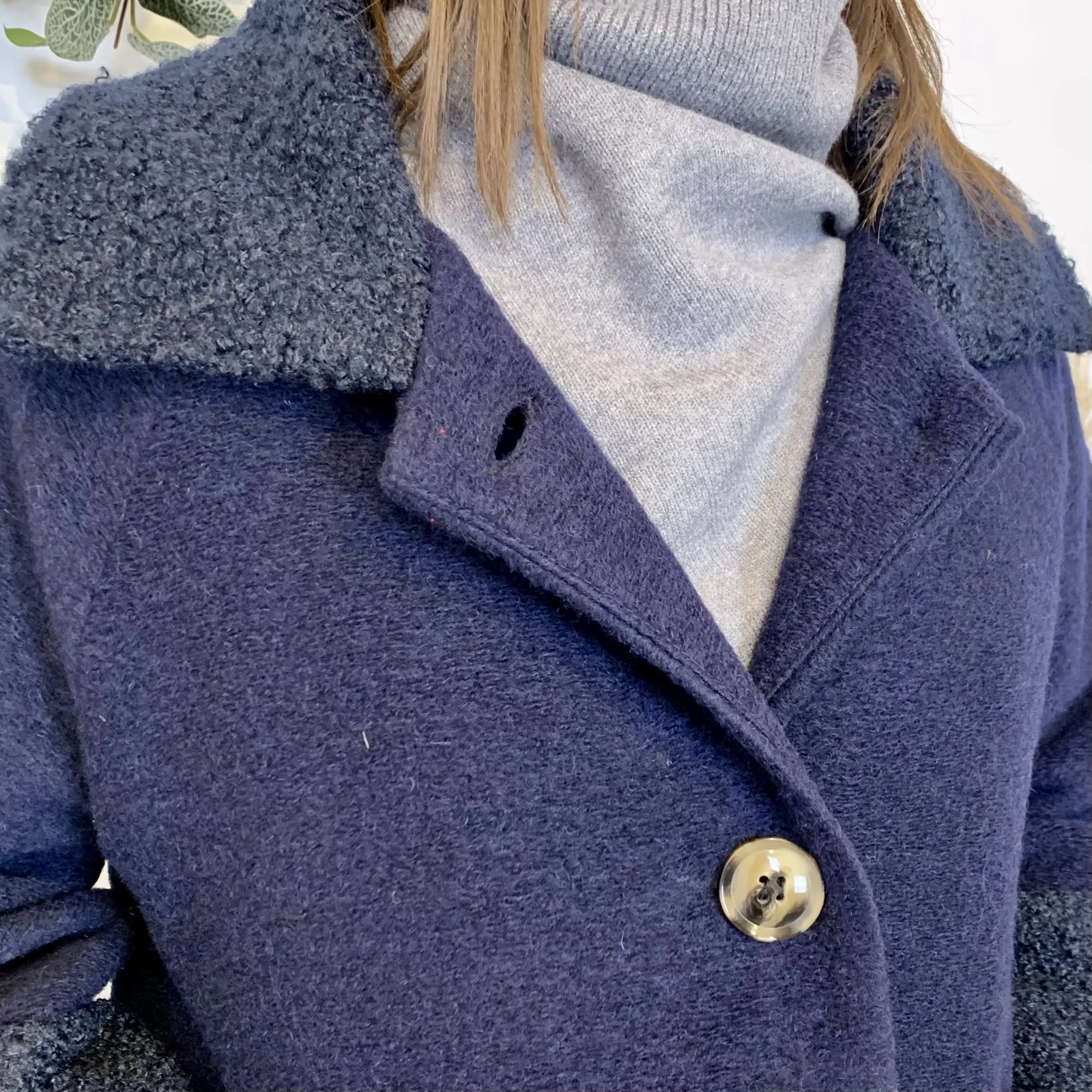 J946 - Manteau bouclettes (TU) - marine - taille-unique