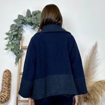 J946 - Manteau bouclettes (TU) - marine - taille-unique