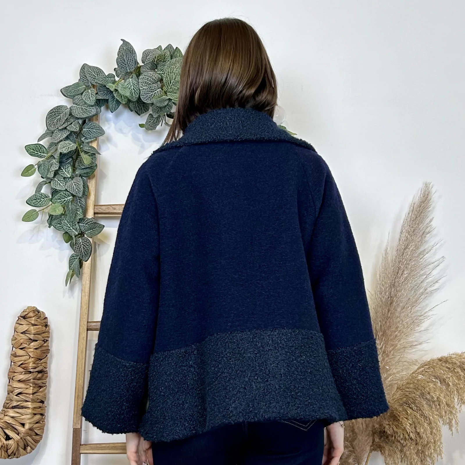 J946 - Manteau bouclettes (TU) - marine - taille-unique