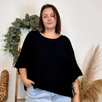 J880- Pull manche courte (GT) - noir - taille-unique-grande-taille