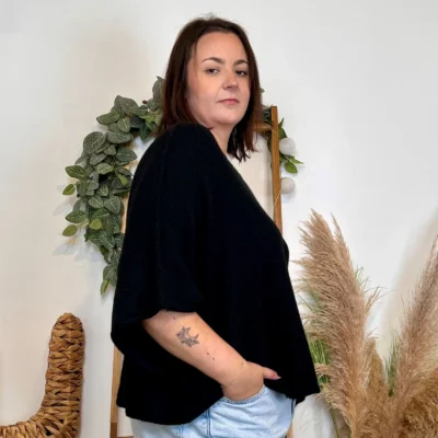 J880- Pull manche courte (GT) - noir - taille-unique-grande-taille