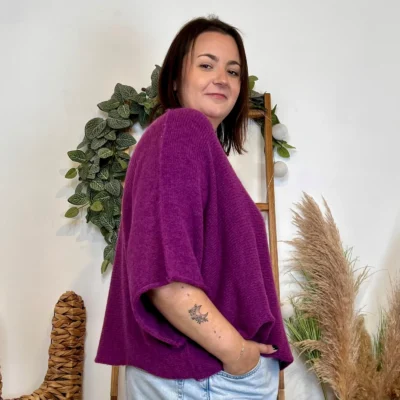 J880- Pull manche courte (GT) - violet - taille-unique-grande-taille