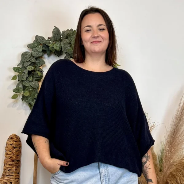 J880- Pull manche courte (GT) - marine - taille-unique-grande-taille