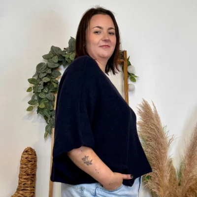 J880- Pull manche courte (GT) - marine - taille-unique-grande-taille