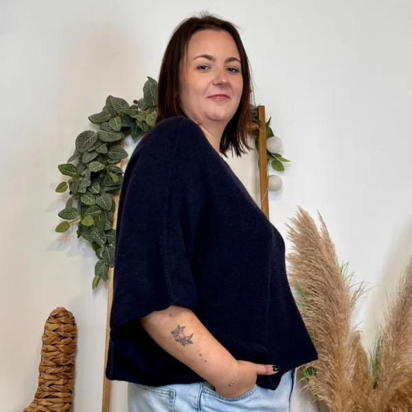 J880- Pull manche courte (GT) - marine - taille-unique-grande-taille