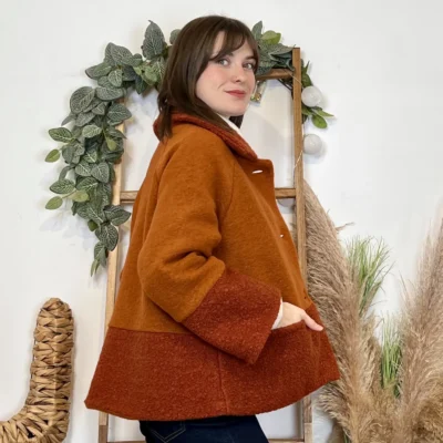 J946 - Manteau bouclettes (TU) - rouille - taille-unique