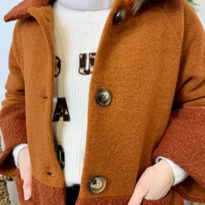 J946 - Manteau bouclettes (TU) - rouille - taille-unique