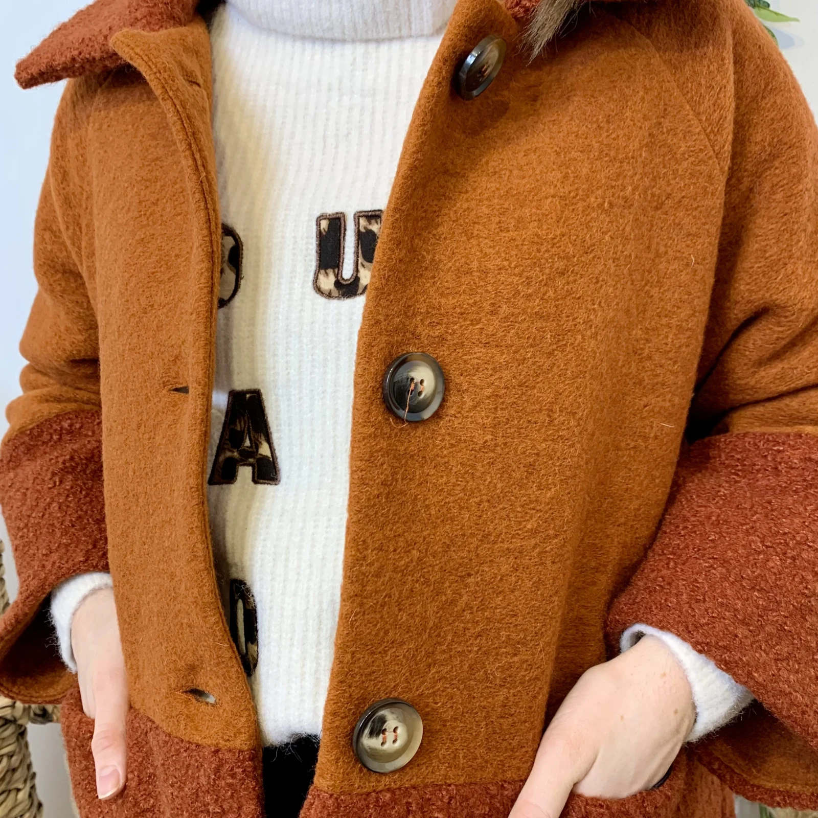 J946 - Manteau bouclettes (TU) - rouille - taille-unique