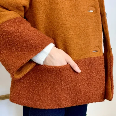 J946 - Manteau bouclettes (TU) - rouille - taille-unique