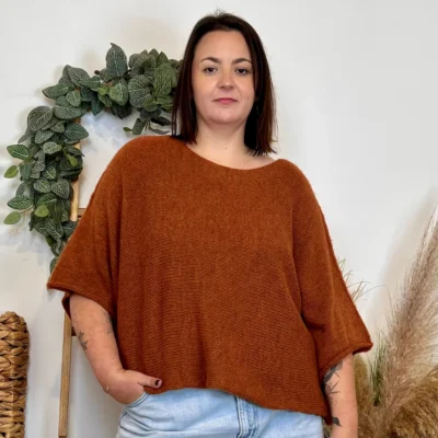 J880- Pull manche courte (GT) - camel - taille-unique-grande-taille