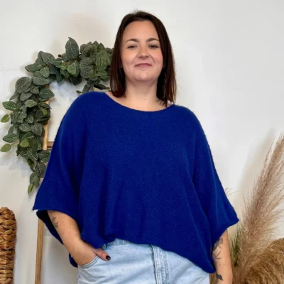 J880- Pull manche courte (GT) - bleu-royal - taille-unique-grande-taille