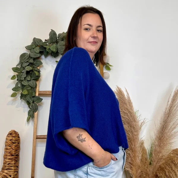 J880- Pull manche courte (GT) - bleu-royal - taille-unique-grande-taille