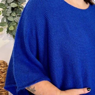 J880- Pull manche courte (GT) - bleu-royal - taille-unique-grande-taille