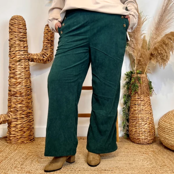 L753 - Pantalon Velours - vert-sapin - 48
