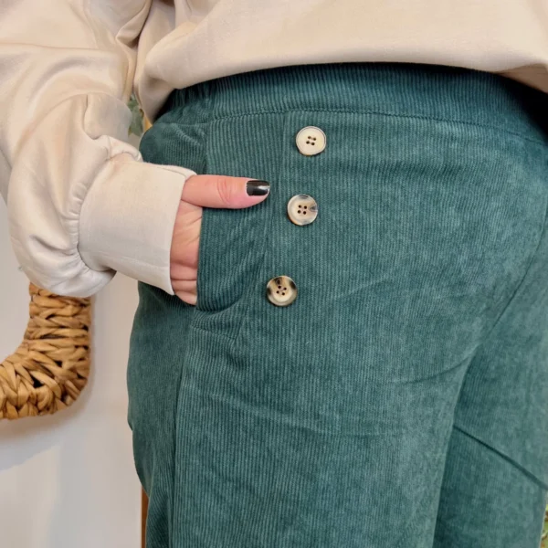 L753 - Pantalon Velours - vert-sapin - 48