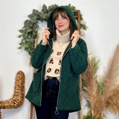 J986 - Manteau à capuche (TU) - vert-sapin - taille-unique