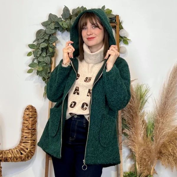 J986 - Manteau à capuche (TU) - vert-sapin - taille-unique