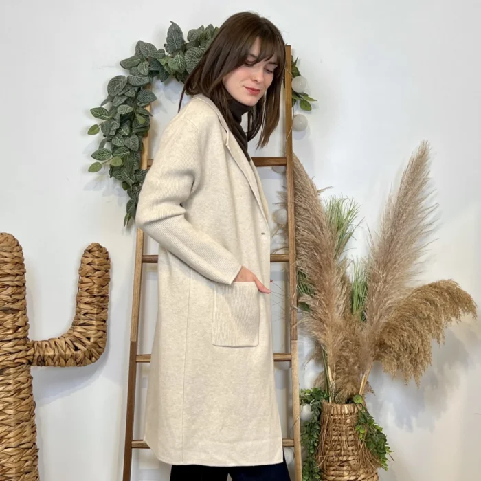Manteau en maille - beige - taille-unique