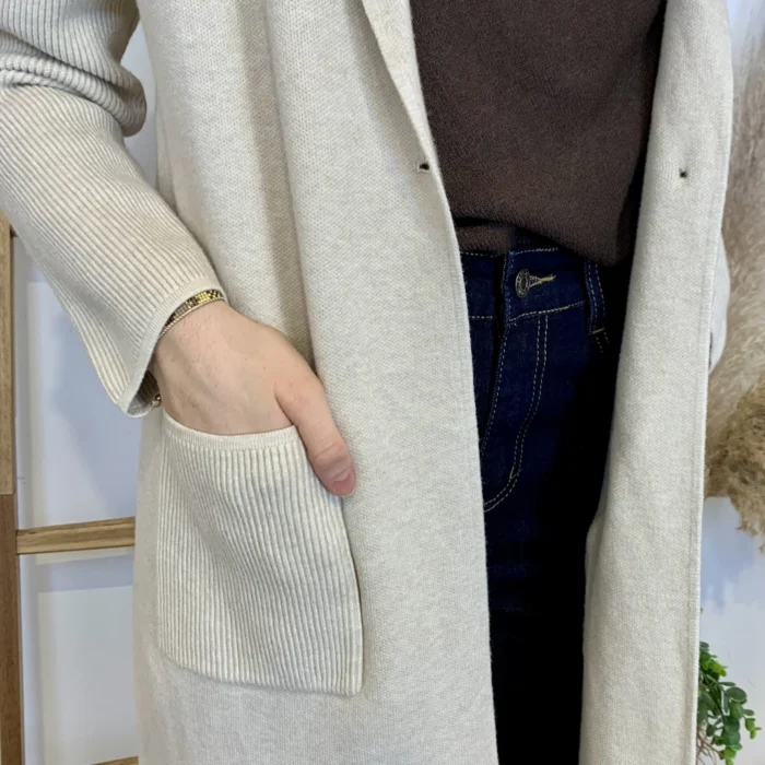Manteau en maille - beige - taille-unique