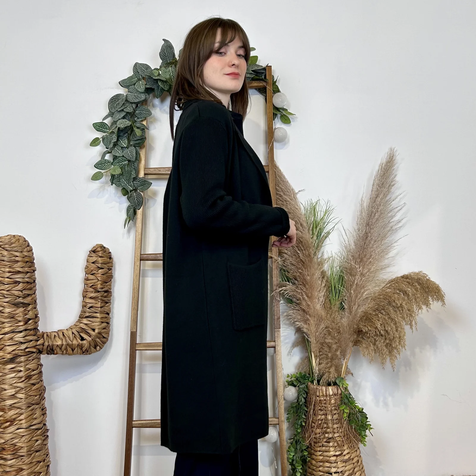 J947 - Manteau en maille - noir - taille-unique