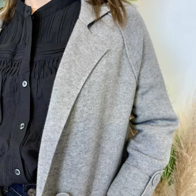 J945 - Manteau en maille (TU) - gris - taille-unique